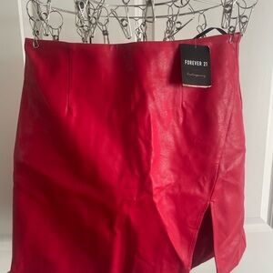 Forever 21 Red Faux Leather Skirt